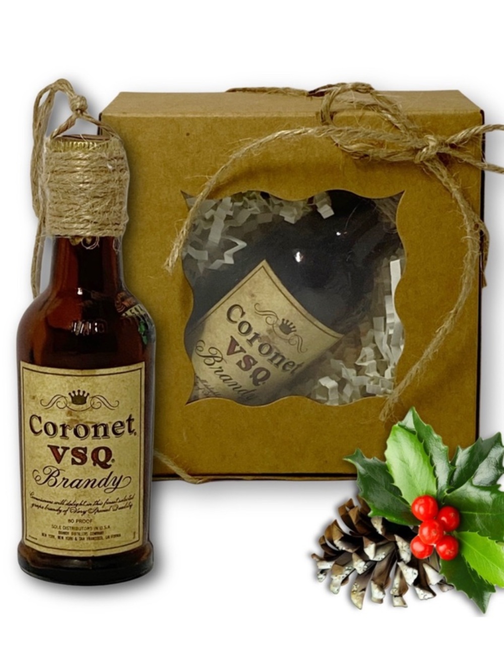 Coronet VSQ Brandy Artisan Vintage Miniature Glass Bottle Unique Ornament